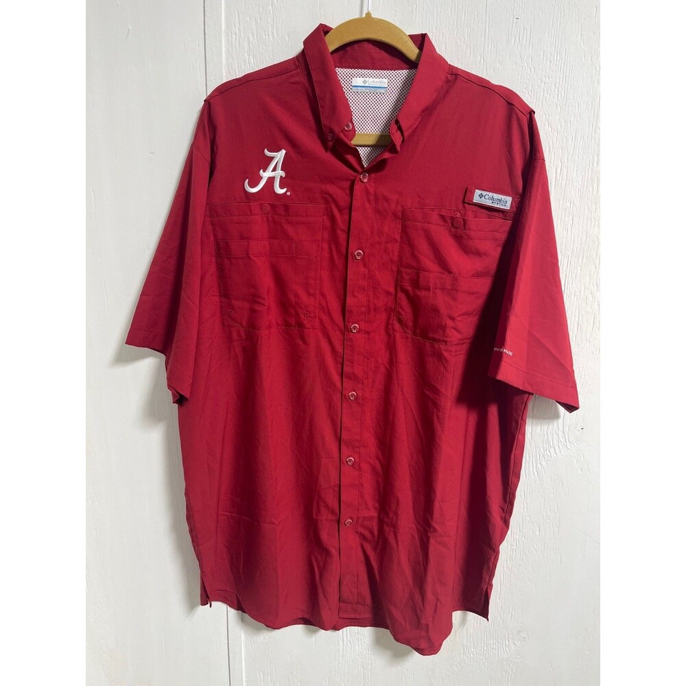 Columbia PFG Casual Shirt Men’s Size XL Alabama Tide Red Short Sleeve Fishing